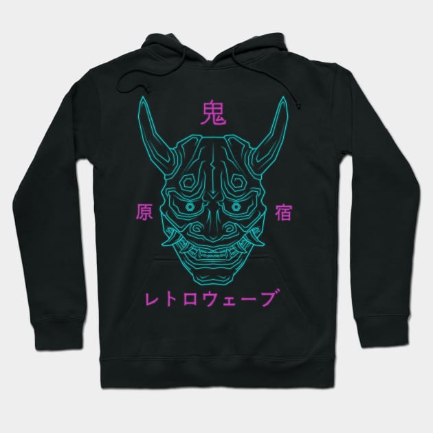 Harajuku Retro wave Demon Oni Hoodie by MythoCulture